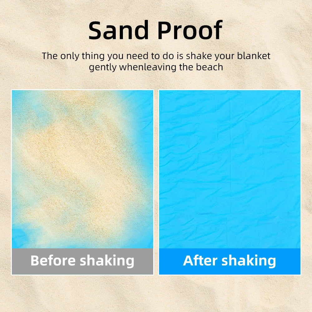 2X2.1M Waterproof Pocket Beach Blanket Folding Camping Mat Mattress Portable Lightweight Mat Outdoor Picnic Mat Sand Beach Mat